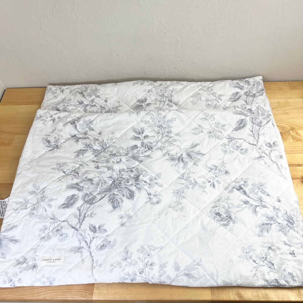Cabbages & Roses London Shams Pillowcases‎ Quilted Gray White Floral Standard